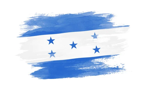 Curva Escova Bandeira Honduras Bandeira Nacional Fundo Branco — Fotografia de Stock