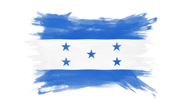 Golpe Pincel Bandera Honduras Bandera Nacional Sobre Fondo Blanco — Foto de Stock