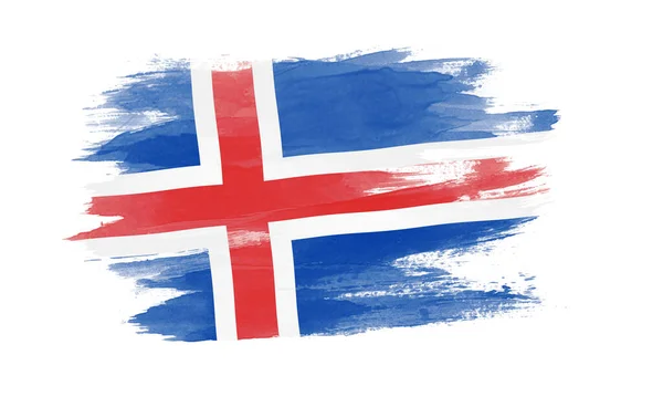 Iceland Flag Brush Stroke National Flag White Background — Stock Photo, Image