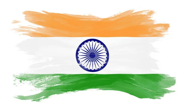 India Zászló Ecset Stroke Nemzeti Zászló Fehér Háttér — Stock Fotó
