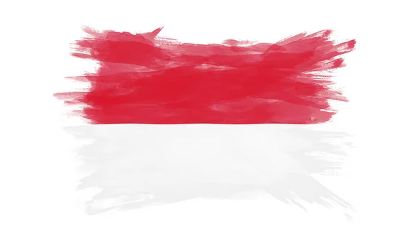 Indonesische Vlaggenborstel Slag Nationale Vlag Witte Achtergrond — Stockfoto