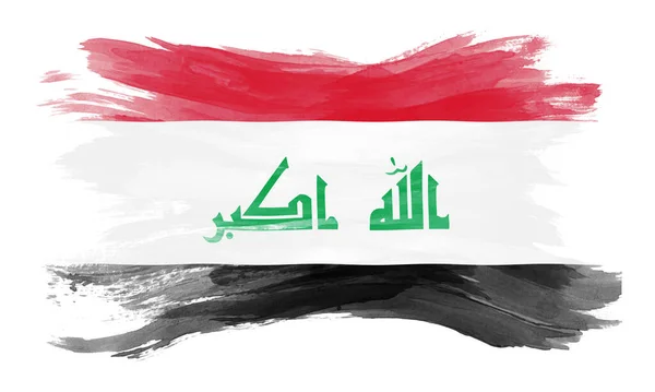 Irak Vlag Borstel Slag Nationale Vlag Witte Achtergrond — Stockfoto