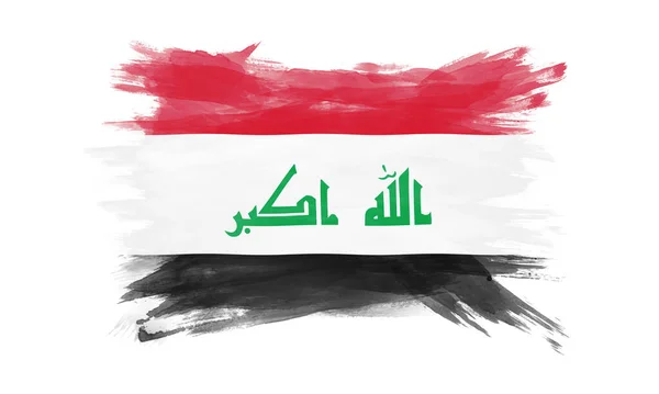 Irak Vlag Borstel Slag Nationale Vlag Witte Achtergrond — Stockfoto