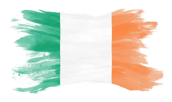 爱尔兰国旗刷 白底国旗 — 图库照片
