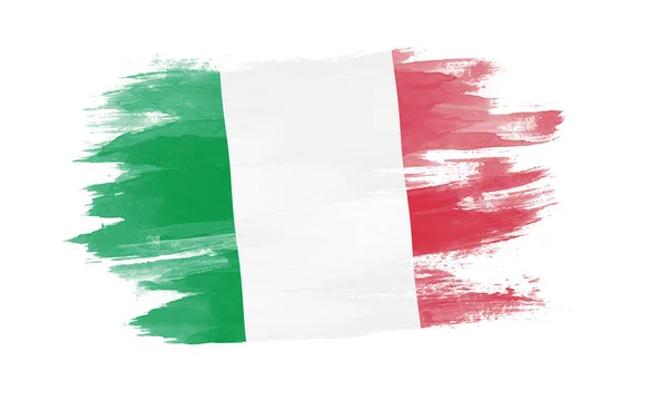 Italy Flag Brush Stroke National Flag White Background — 图库照片