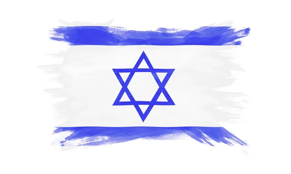 Israel Flagga Pensel Stroke Nationell Flagga Vit Bakgrund — Stockfoto