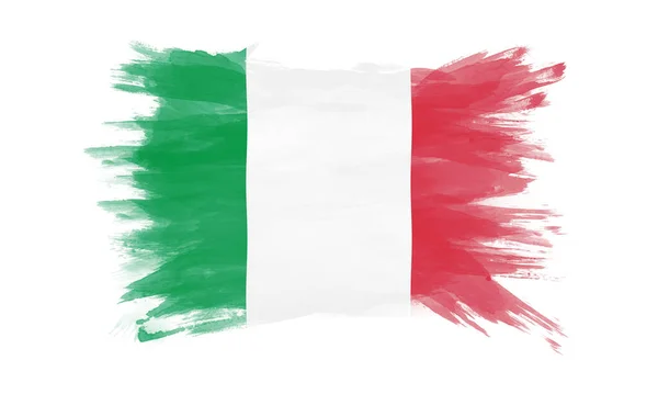 イタリア国旗ブラシストローク白地の国旗 — ストック写真