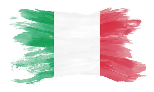 イタリア国旗ブラシストローク白地の国旗 — ストック写真