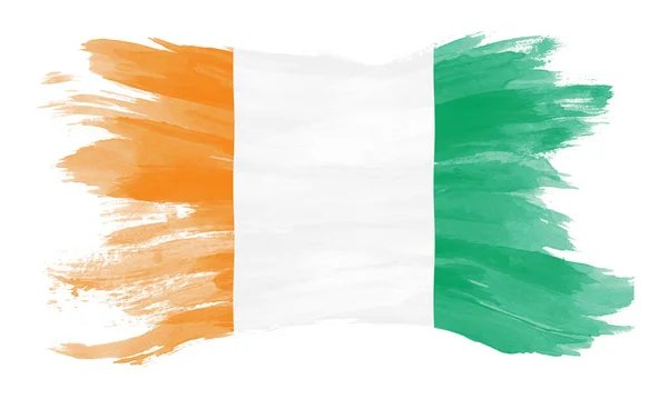 Мазок Флага Кот Ивуара Национальный Флаг Белом Фоне — стоковое фото