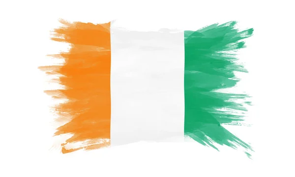 Ivory Coast Flag Brush Stroke National Flag White Background — Stockfoto