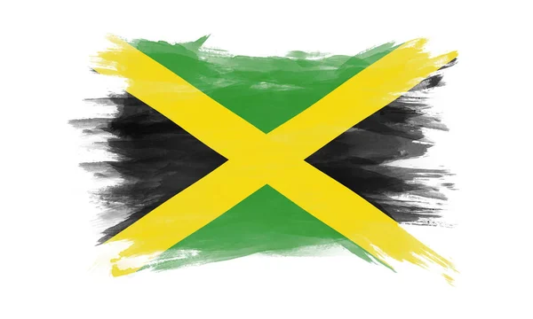 Jamaica Vlag Penseel Slag Nationale Vlag Witte Achtergrond — Stockfoto