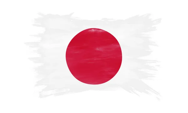 Japan Vlag Borstel Slag Nationale Vlag Witte Achtergrond — Stockfoto