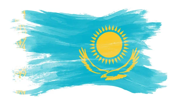 Kasachstan Flagge Pinselstrich Nationalflagge Auf Weißem Hintergrund — Stockfoto