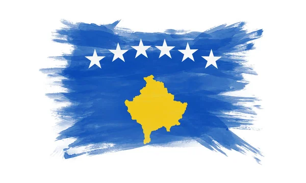 Kosovo Pennellata Bandiera Bandiera Nazionale Sfondo Bianco — Foto Stock