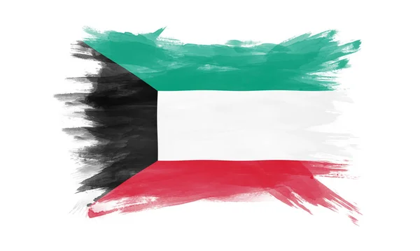 クウェート国旗ブラシストローク白地の国旗 — ストック写真