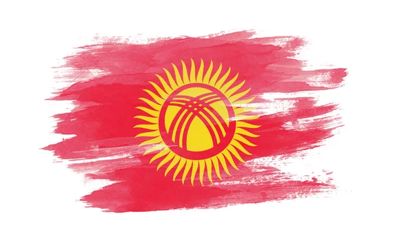 Kyrgyzstan Flag Brush Stroke National Flag White Background — Stock Photo, Image