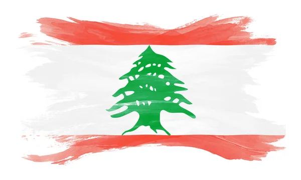Lebanon Flag Brush Stroke National Flag White Background — Stockfoto