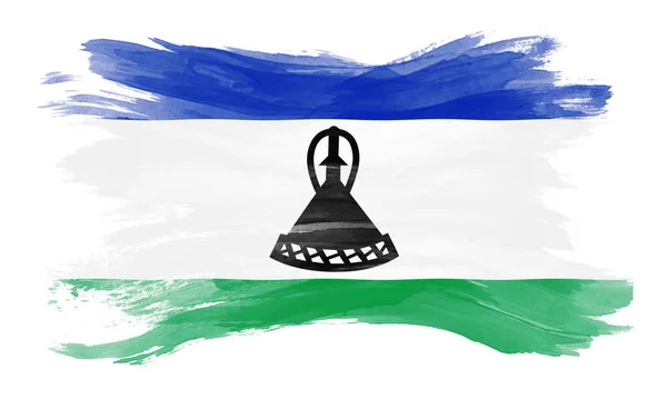 Lesotho Vlajka Tahu Štětcem Národní Vlajka Bílém Pozadí — Stock fotografie