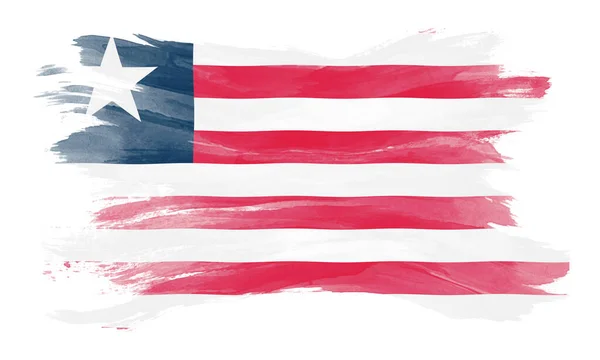 Liberya Bayrağı Fırça Darbesi Beyaz Arka Planda Ulusal Bayrak — Stok fotoğraf