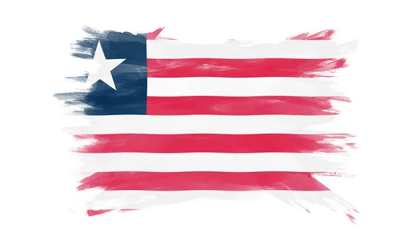 Liberia Flaga Pociągnięcia Pędzla Flaga Narodowa Białym Tle — Zdjęcie stockowe