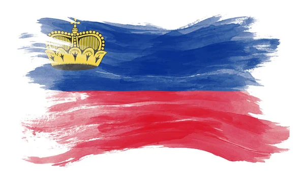 Liechtenstein Flag Brush Stroke National Flag White Background — Stock Photo, Image