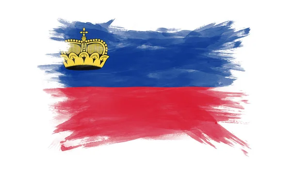 Liechtenstein Bandeira Pincel Acidente Vascular Cerebral Bandeira Nacional Sobre Fundo — Fotografia de Stock