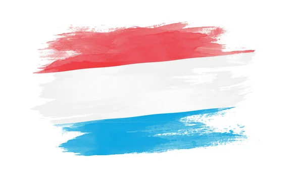 Pincelada Bandera Luxemburgo Bandera Nacional Sobre Fondo Blanco — Foto de Stock