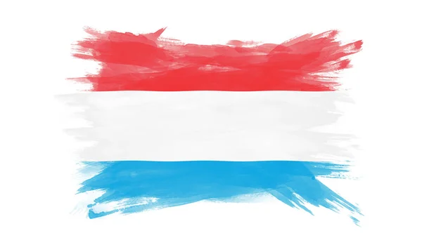 Sapuan Kuas Bendera Luxembourg Bendera Nasional Pada Latar Belakang Putih — Stok Foto