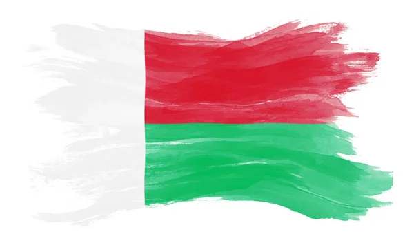 Мадагаскарский Флаг Мазок Кистью Национальный Флаг Белом Фоне — стоковое фото
