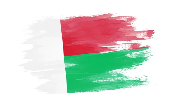 Мадагаскарский Флаг Мазок Кистью Национальный Флаг Белом Фоне — стоковое фото