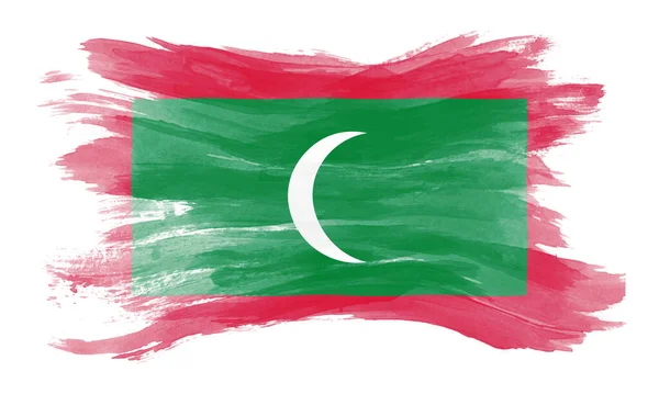 Maldív Szigetek Zászló Ecset Stroke Nemzeti Zászló Fehér Háttér — Stock Fotó