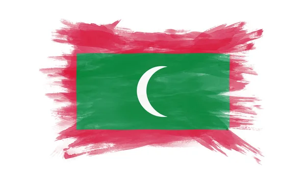Malediven Flagge Pinselstrich Nationalflagge Auf Weißem Hintergrund — Stockfoto