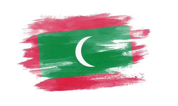 Μαλδίβες Πινέλο Σημαία Εγκεφαλικό Επεισόδιο Εθνική Σημαία Λευκό Φόντο — Φωτογραφία Αρχείου