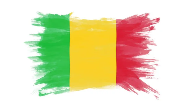 Pennellata Bandiera Mali Bandiera Nazionale Sfondo Bianco — Foto Stock