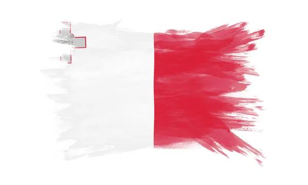 Pincelada Bandera Malta Bandera Nacional Sobre Fondo Blanco — Foto de Stock