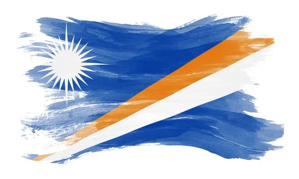 Golpe Pincel Bandera Las Islas Marshall Bandera Nacional Sobre Fondo — Foto de Stock