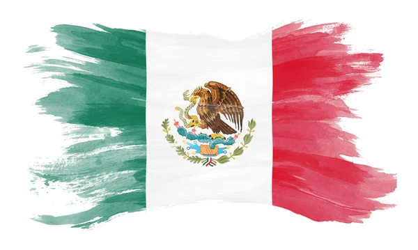 Mexikó Zászló Ecset Stroke Nemzeti Zászló Fehér Háttér — Stock Fotó