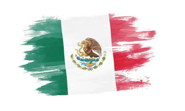 Mexico Flag Brush Stroke National Flag White Background — Stock Photo, Image