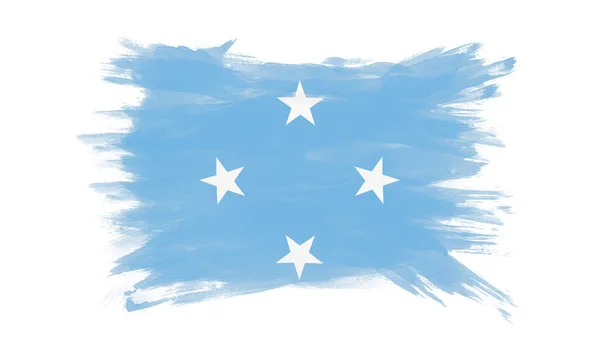 Micronésia Pincel Bandeira Bandeira Nacional Sobre Fundo Branco — Fotografia de Stock