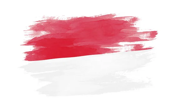 Sapuan Kuas Bendera Monaco Bendera Nasional Pada Latar Belakang Putih — Stok Foto