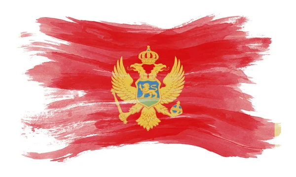 Montenegro Pincel Bandeira Bandeira Nacional Sobre Fundo Branco — Fotografia de Stock