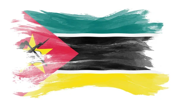 Pennellata Bandiera Mozambicana Bandiera Nazionale Sfondo Bianco — Foto Stock