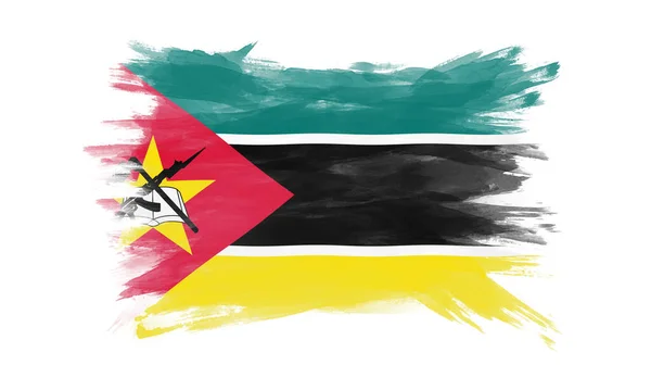 Mozambik Vlajka Tahu Štětcem Národní Vlajka Bílém Pozadí — Stock fotografie