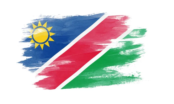 Namibië Vlag Borstel Slag Nationale Vlag Witte Achtergrond — Stockfoto