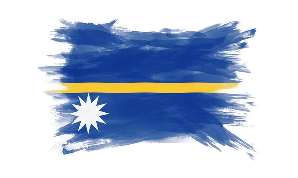 Nauru Pincel Bandeira Acidente Vascular Cerebral Bandeira Nacional Fundo Branco — Fotografia de Stock