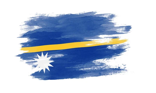 Nauru Pincel Bandeira Acidente Vascular Cerebral Bandeira Nacional Fundo Branco — Fotografia de Stock