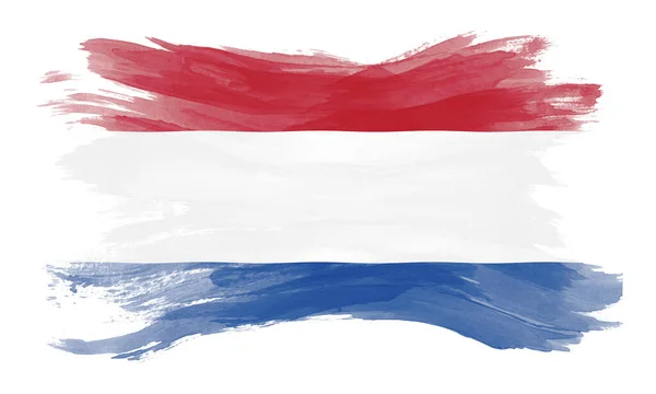 Pincel Bandera Holanda Bandera Nacional Sobre Fondo Blanco — Foto de Stock