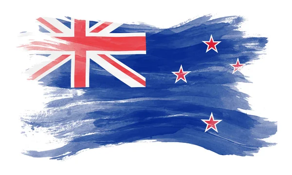 Nowa Zelandia Flaga Pociągnięcia Pędzla Flaga Narodowa Białym Tle — Zdjęcie stockowe