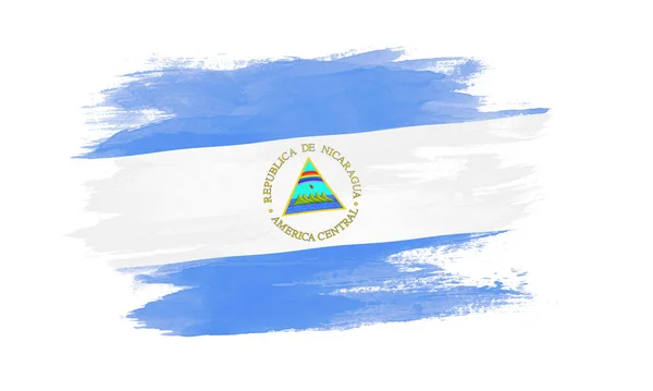 Nicaragua Flag Brush Stroke National Flag White Background — Stock Photo, Image