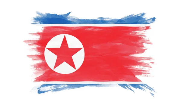 Σημαία Βόρειας Κορέας Πινέλο Εγκεφαλικό Επεισόδιο Εθνική Σημαία Λευκό Φόντο — Φωτογραφία Αρχείου